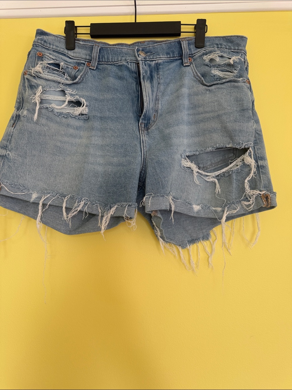 American Eagle Outfitters Light Wash Distressed Denim Cutoff Shorts